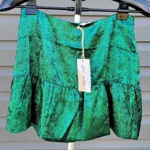 Green Metallic Skirt